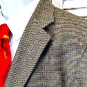 Mens Brown Tweed Plaid Blazer 44R Nautica Jacket Classic Ventless Lord & Taylor